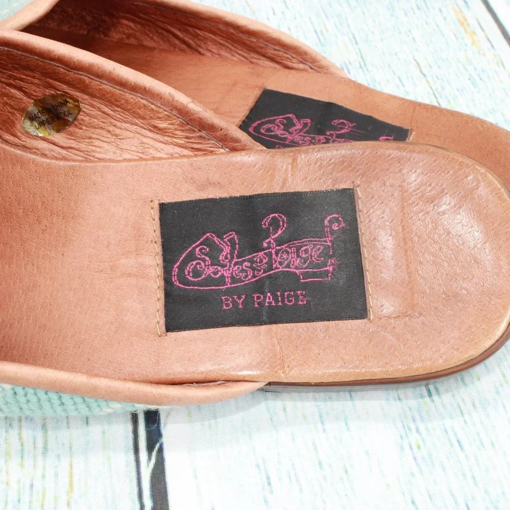 *Soles by Paige Blue Fabric Floral Needlepoint Mule Slide Sandals Size M - Picture 8 of 10
